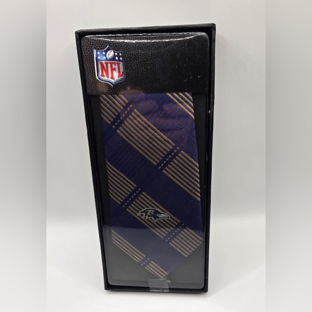 NFL‎ Men's Tie in Purple and Gold Plaid Baltimore Ravens